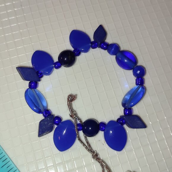 Sapphire Blue Bracelet Small Hand Wrist Cobalt Handmade Hand Crafted - Picture 1 of 5